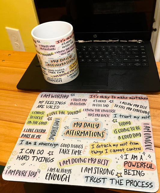 Daily Affirmations mug and mouse pad set