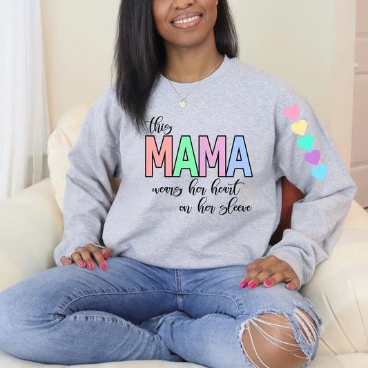 Mama Heart on Her Sleeve Tshirt